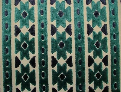 Kasbah Teal Extra Thick Plush Velvet Fabric Curtain Upholstery Cushion - Image 1 of 4