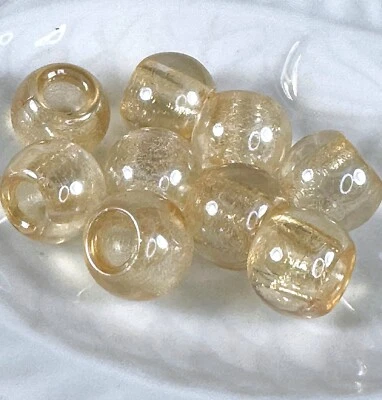 Agujero grande, 12 mm, rondelle, cuentas de pony, champán con acabado brillante, 4 piezas, 99 Foto 1 de 2