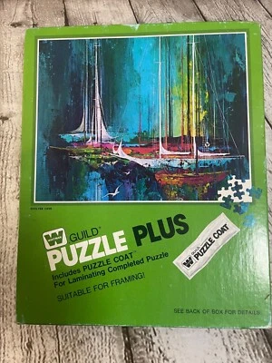 Vintage 1975 Whitman Guild 600-Piece Jigsaw Puzzle Sailboats Boats Ocean Seagull - Image 1 of 4