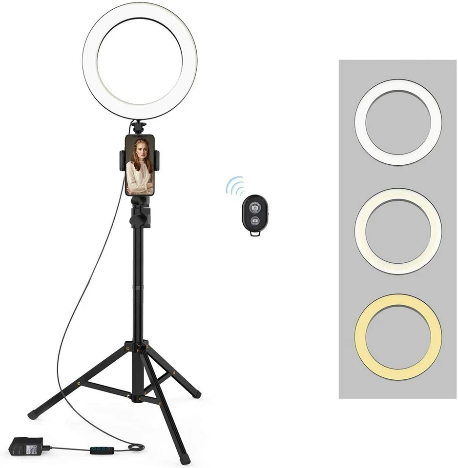 Selfie 9' Ring Light with Tripod Stand and Phone Holder for Photo Vlogging - Image 1 of 4