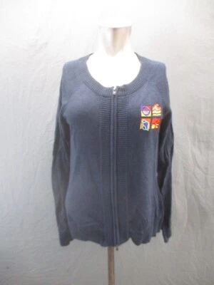 NWT CUTTER&BUCK Size M Womens Blue 100% Cotton Ribbed Trim Full Zip Cardigan 251 - Image 1 of 4