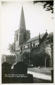 REAL PHOTOGRAPHIC POSTCARD OF HATHERSAGE CHURCH, DERBYSHIRE BY ARJAY #18.6 - Picture 1 of 2