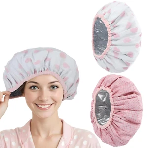 Deep Conditioning Hair Cap Set - Waterproof & Reusable Shower Caps for Women - Bild 1 von 7