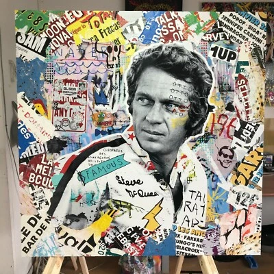 STEVE McQUEEN -  Acrylic and Mixed Media on panel   / 100cm x 100cm  - Image 1 of 2