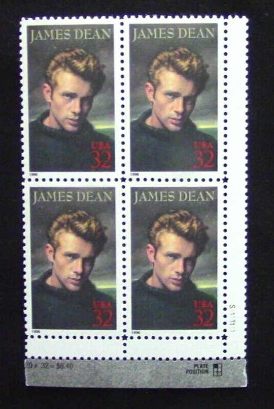 U.S Plate Blk. Scott Cat. #3082 Legends of Hollywood "James Dean" - Image 1 of 1