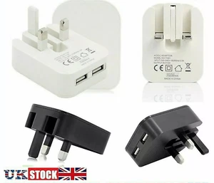 2.1A Fast Dual Twin 2 Port USB Folding Charger UK Mains Wall Plug Adapter 3Pin - Picture 1 of 3
