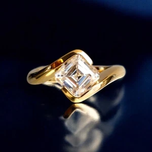 18K Yellow Gold Lab Grown Engagement Ring Asscher Cut 1 Ct Diamond IGI - Picture 1 of 18