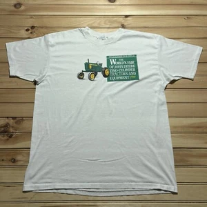 Vintage 80s Yellow John Deere Two Cylinder Expo Tractor Single Stitch Shirt - XL - Picture 1 of 11
