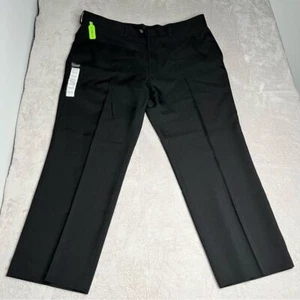 Haggar Dress Pants Men 42x30 Classic Fit Eclo Stria Flat Front Black HD00218 NWT - Picture 1 of 8