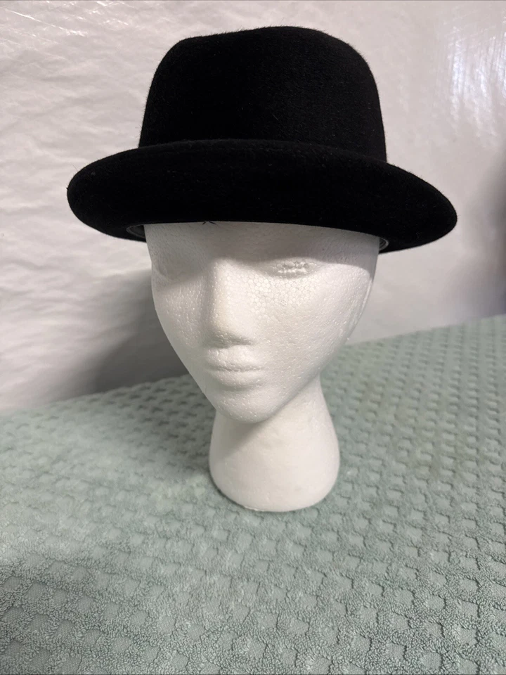 Vintage Byron Of New York Black Fedora Hat Silk Lined Size 7 1/8. 22” Diam - Image 1 of 4