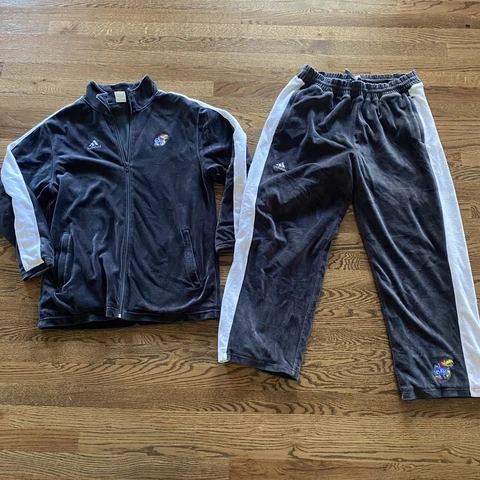 velour track suit women S KU Jacket Black pants Jayhawks vtg Kansas university Cover