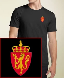 Norway Coat of Arms EMBROIDERED  T-Shirt Black NEW & ALL SIZES - Picture 1 of 1