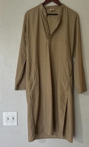 Silk India Herren beige hellbraun Kurta Pyjama Größe Large - Bild 1 von 18