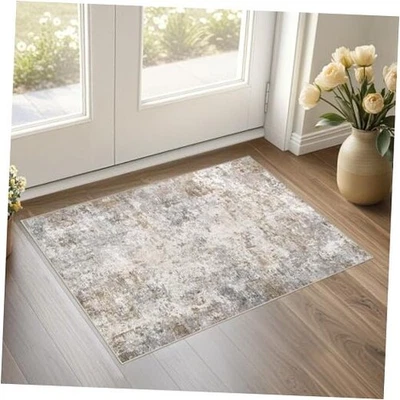 Alfombra de entrada 2x3: alfombra pequeña abstracta moderna lavable neutra - antideslizante  Foto 1 de 4