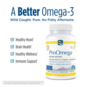 Nordic Naturals ProOmega Soft Gels - Concentrated Omega-3 Fish Oil, 60 Count - Picture 1 of 5