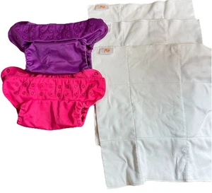 2 BumGenius Flip Diaper Covers And 3 Organic Cotton Flip Prefolds Cotton Babies - Picture 1 of 17