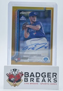2025 Topps Pro Debut - Trey Yesavage #PDC-45 Gold Chrome Auto /50 - Blue Jays MS - Picture 1 of 2
