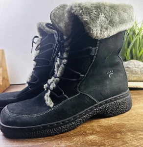 Bare Traps Wander Schnür-Winterstiefel Damengröße 10M schwarz Kunstfell, so süß - Bild 1 von 8