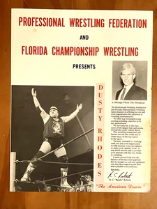 VTG PWF- Florida Championship Wrestling Program Dusty Solie Slater Late 1980's - Picture 1 of 4