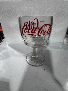 Calice Coca Cola Cola vetro trasparente vintage impronta pollice alto 6" - Foto 1 di 3