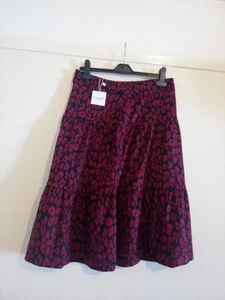 NOTE Leopard print wool blend Skirt tiered Rasberry Red Animal Pleated Sz M Tall - Picture 1 of 9