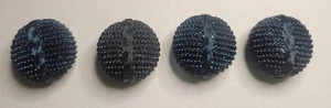 Vintage Blue Beaded Shank Buttons Set of 4 Antique Sewing Collectible - Picture 1 of 4