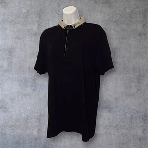 Steel & Jelly London Ladies L, 1/3 Button S/S Polo, Black, Check Collar. E-5 - Picture 1 of 9