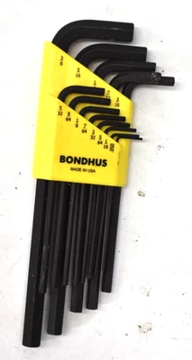 Bondhus SAE L Shape Hex Key Set 050" To 3/8" Tool Kit 13 Piece Alloy Steel - Image 1 of 4