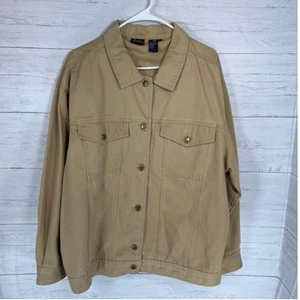 Chaqueta Abrigo Boutique Europa Vintage Caqui Tostado Denim Camionero Trabajo Tareas Talla L - Imagen 1 de 8