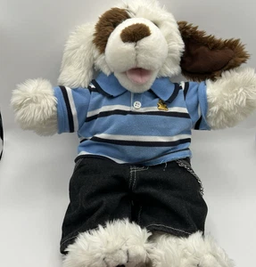 Build-A-Bear Workshop Scruffy Dog with BABW Jeans w/ Chain and Blue Shirt - Picture 1 of 7