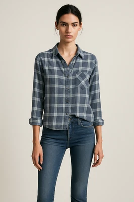 Camisa RAILS Azul Tencel Estampado Cuadros ACOGEDORA DANA CUADRÍCULA MEDIANOCHE con Botones S Foto 1 de 4