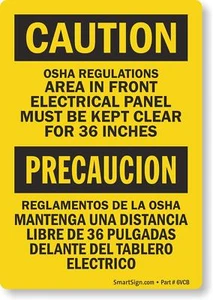 Keep Area in Front of Electrical Panel Clear 42 Inches Label 3.5"x5" - Picture 1 of 1