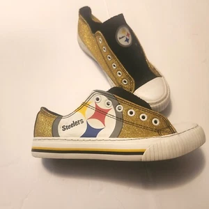 Pittsburgh Steelers NFL Sparkling Gold Sneakers Shoes FOCO Women’s Shoes Size 7 - Picture 1 of 12