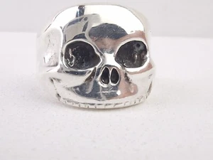 Handcrafted UK HALLMARK 925 Sterling Silver Skull Ring - Gothic Biker SIZES L-Z - Picture 1 of 13