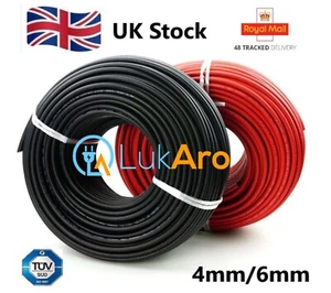 Solar PV Cable for Panels DC AC Rated Black Red 4mm²6mm² Wire extension - Picture 1 of 3