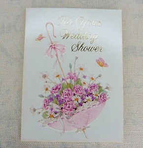 Vintage American Greetings Card Wedding Shower Flower Basket Embossed - Unused - Picture 1 of 3