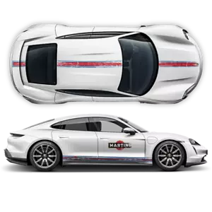 Scratched THIN Martini style Racing stripes set for Taycan - Picture 1 of 17