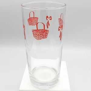 Longaberger Tall Cooler Glass Tumbler Red Basket and Bow 14 oz Homestead Gift - Picture 1 of 8