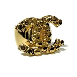 Used CHANEL Womens Big Coco Mark Ring Gold Tone US 6.5 EU 53 Japan 13 - Picture 1 of 10