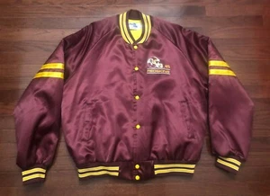 VINTAGE 1980's WASHINGTON REDSKINS JACKET MENS XL CHALK LINE BURGUNDY COAT 80s - Picture 1 of 7