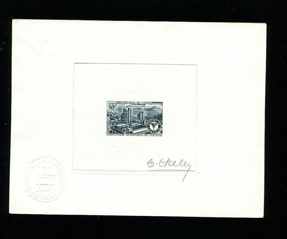 Congo 1969 Fauna Elephants Industry Sc 196 Signed Sunken DieArtistProof in Grey - Image 1 of 1