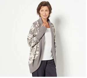 zuda Z-Strick Cocoon Strickjacke Zinn abstrakt Größe M - Bild 1 von 5