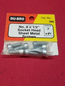 Vintage Du-Bro Cat. No. 388 8 x 1/2" Socket Head Sheet Metal Screws (7pcs) NOS ! - Picture 1 of 5