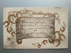 Geburtstagspostkarte, Geburtstagsgedicht & Hufeisen Vintage 1908 PC Postkarte - Bild 1 von 2