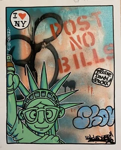16 x 20 Canvas Sheet Shortiez Ink Graffiti Painting Statue Of Liberty Series 9 - Picture 1 of 1