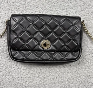 Kate Spade New York Purse Black Natalia Crossbody Quilted Leather Bag Turnlock - Picture 1 of 20