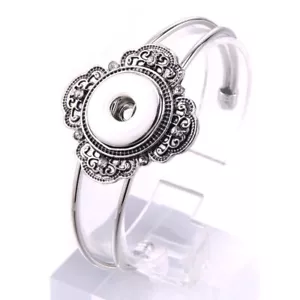 Brazalete a presión para mujer ajuste 18 mm botón plata broches a presión dijes joyería pulseras - Imagen 1 de 24