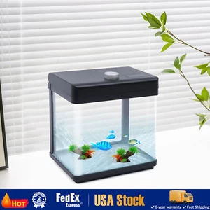 1.5 Gallon Aquarium Kit Fish Tank Black Low Noise Bedroom Desktop Fish Tank 5V - Picture 1 of 8