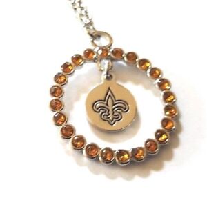 New Orleans Saints Round with Crystal Necklace