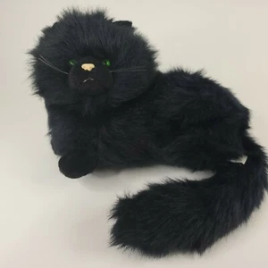 RUSS BERRIE Plush NIKKI Plush Black Persian Kitty Cat W/Sparkly Green Eyes-Vtg - Picture 1 of 9